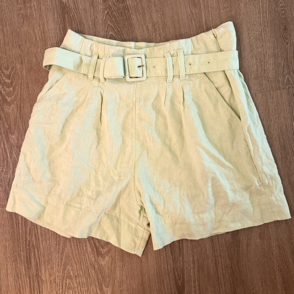 Abercrombie & Fitch Pants - Abercrombie & Fitch High Rise Linen Blend Shorts Sz M Light Sage Green Pistachio